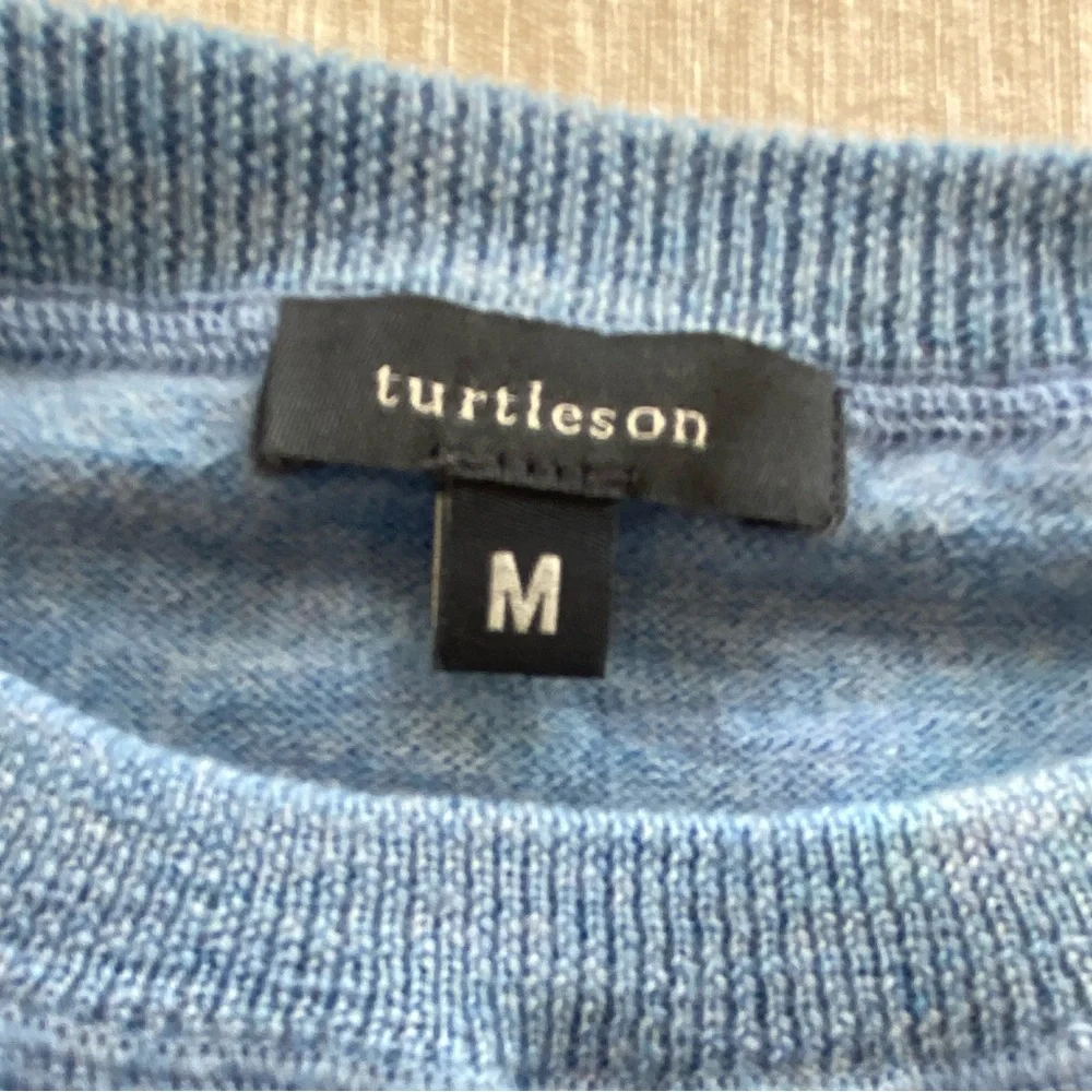 Turtleson Golf Extra Fine Merino Wool Blue Crewneck Sweater Men Medium
